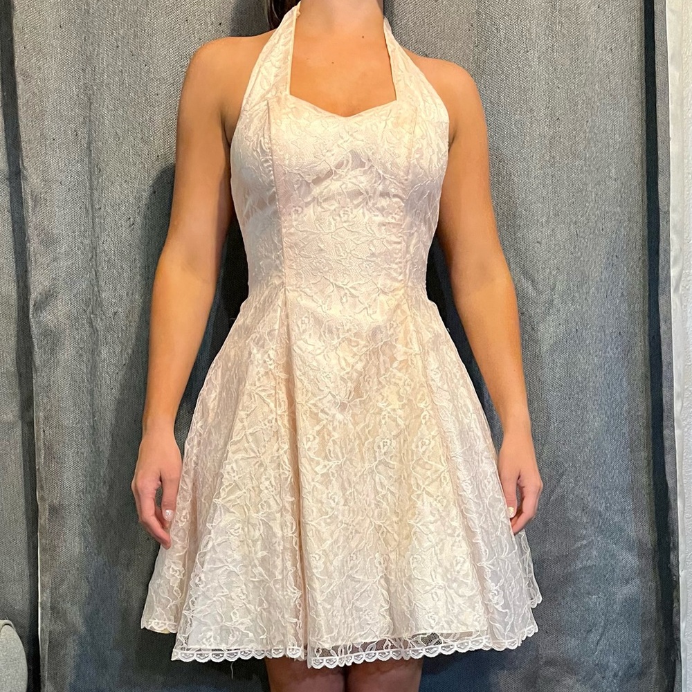 Baby Pink Vintage Lace Halter Dress